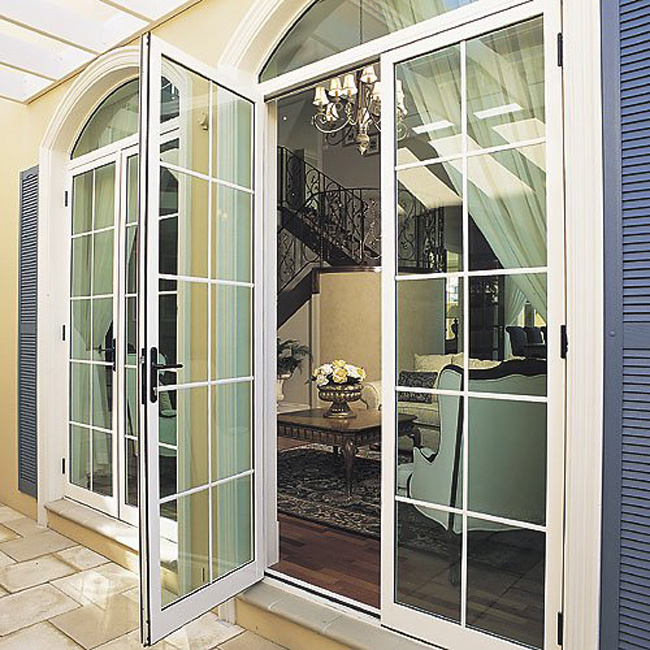  Factory double glass soundproof commercial aluminum glass swing door