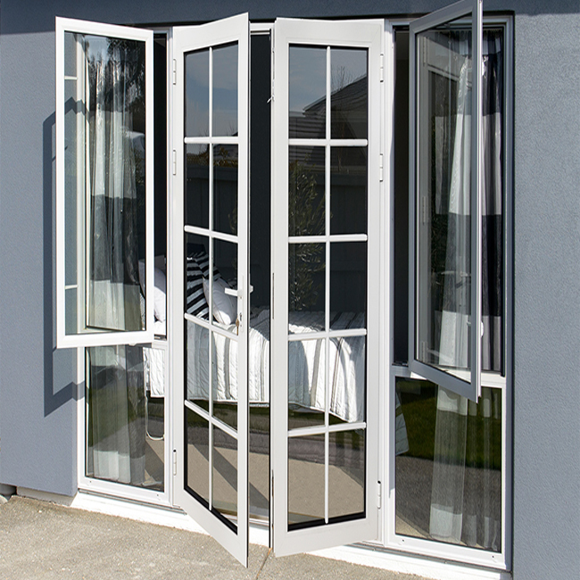  Factory double glass soundproof commercial aluminum glass swing door