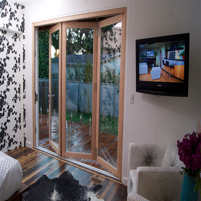 Interior bifold design frameless glass folding door for living room