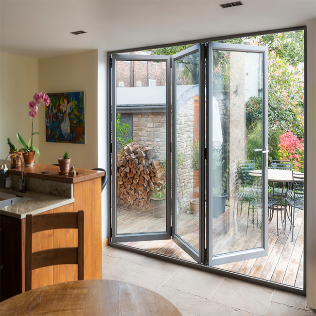 Double glazing bi fold doorAccordion aluminum glass patio exterior bifold doors