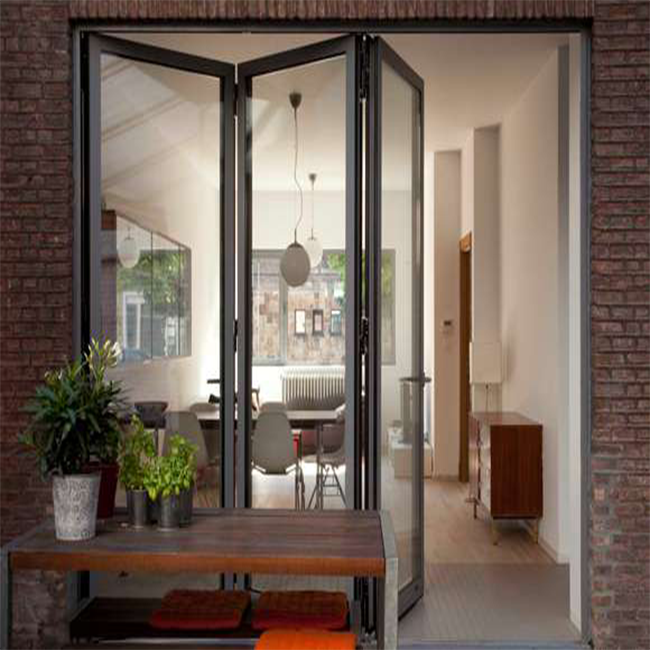  Luxury house gate stainless steel frameless folding glass door