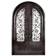 Arched wrought iron entry doors
