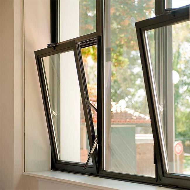 Wooden Color Aluminium tilt&turn window with Fixed Panels For Hotel