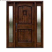 Walnut solid wood entry door wrought iron wood double door entrance door